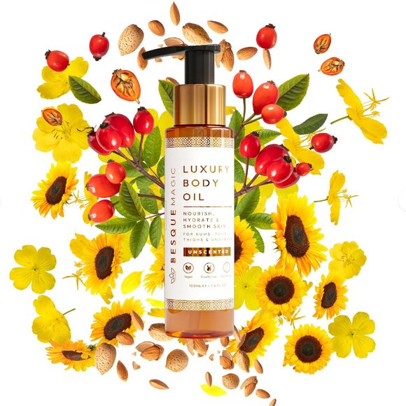 BESQUE - Three (3) 100 ml bottles *UNSCENTED* Besque Magic Body Oil - Picture 4 of 5